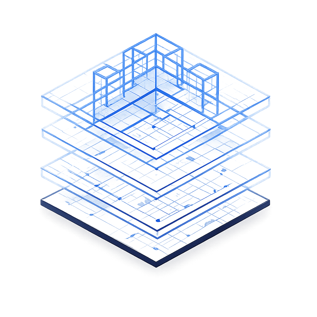 Stacked digital twin layers of warehouse layout