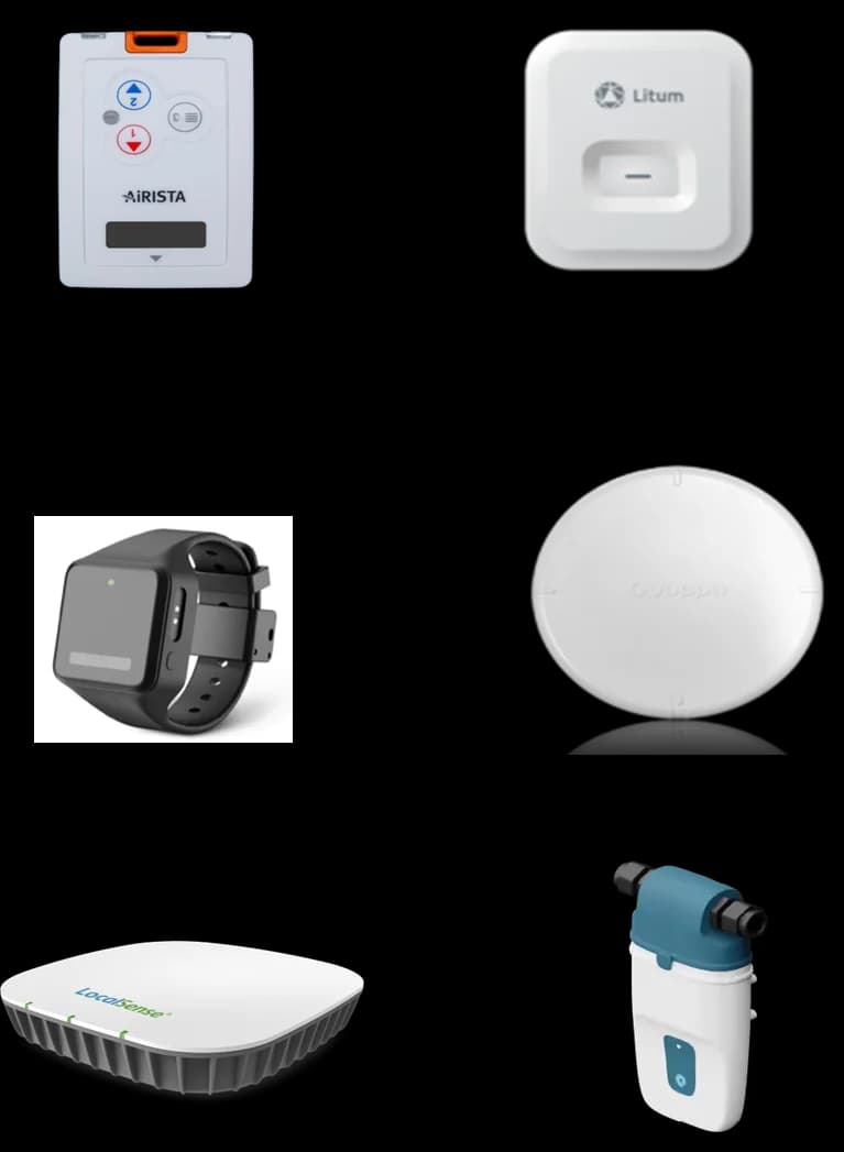 Traditional RTLS UWB, BLE, and WiFi tracking devices