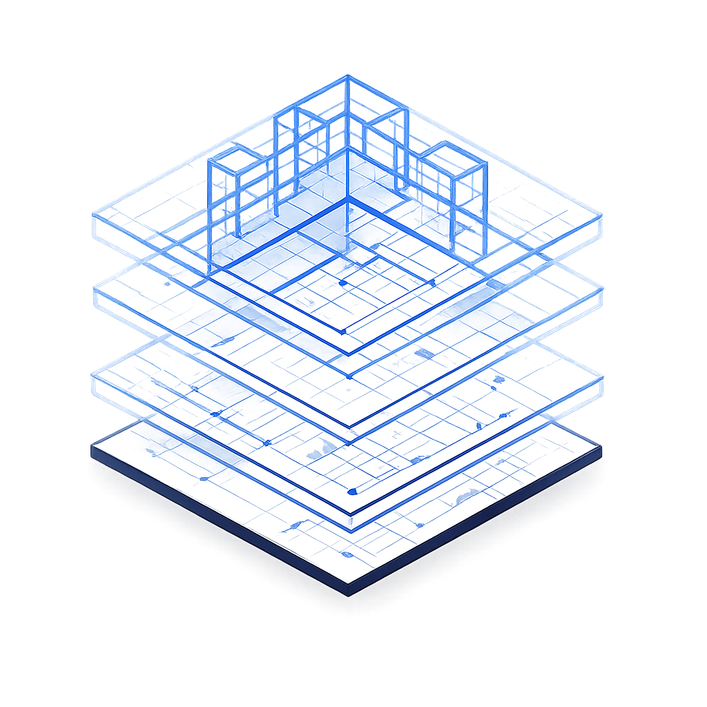 Stacked digital twin layers of warehouse layout